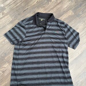 Greg Norman Collection Black and Gray Striped Polo